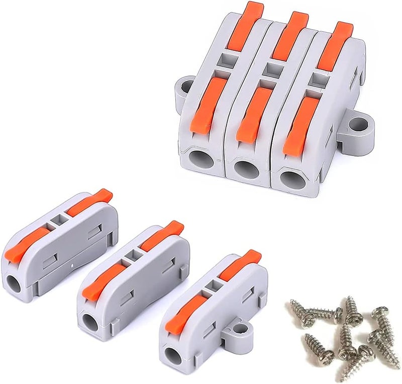 UOHGDPY 36 Pcs Conductor Compact Connectors Lever Wire Nuts, Electrical Connectors Wire Terminals for Any Circuit Inline Splices 28-12 AWG（8 PCS Self Tapping Screw - Image 1